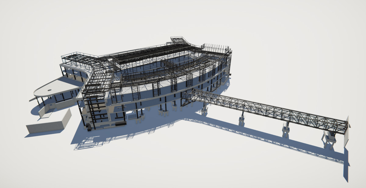 digital drawing of Baird Hospital steel structure