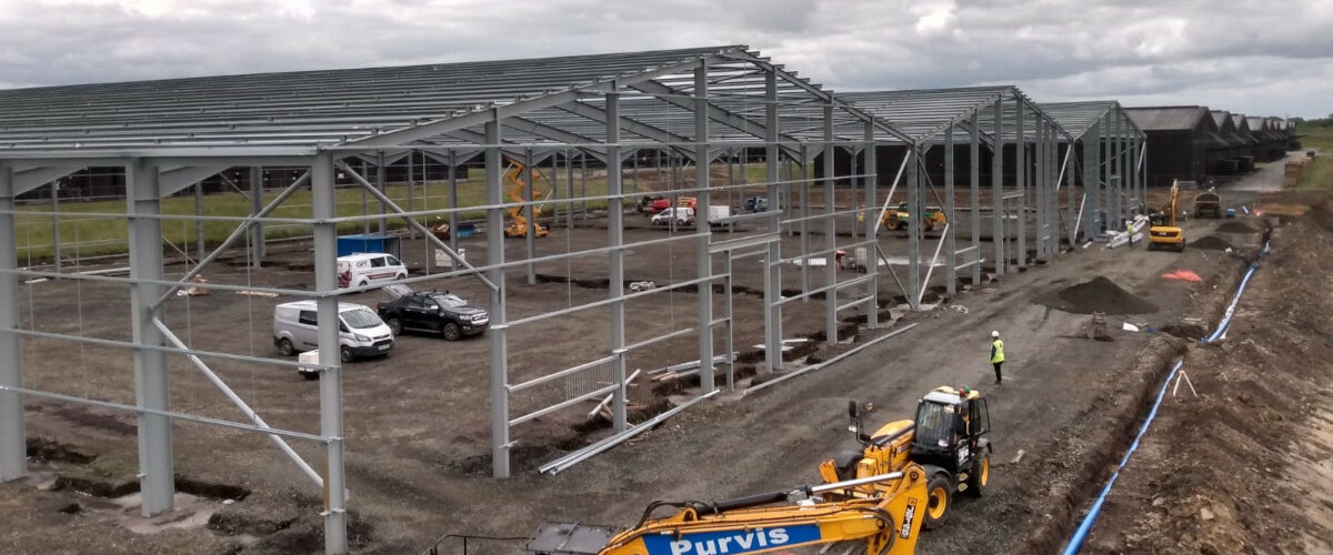 scaffolding structure for warehouse on building site