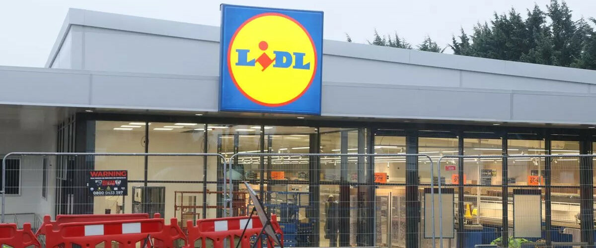 Lidl sign and shop front close up