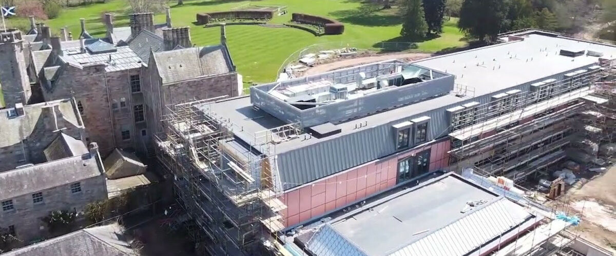 Aerial view of Roxburghe hotel extensive extension